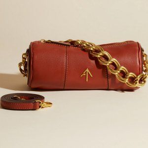 MANU ATELIER NEW XX Mini Cylinder Shoulder Bag in Red Bole